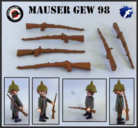 1X FUSIL MAUSER Playmobil Custom WW1 WW2 Guerra Mundial Soldado