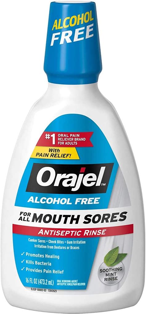 Orajel Alcohol Free Antiseptic Mouth Sore Rinse Fresh Mint 16 Fl Oz Pack Of 2