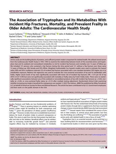 Pdf The Association Of Tryptophan And Its Metabolites With Incident