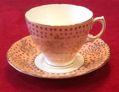 Vintage Colclough England Bone China Pink White Gold Wheat Stars Cup