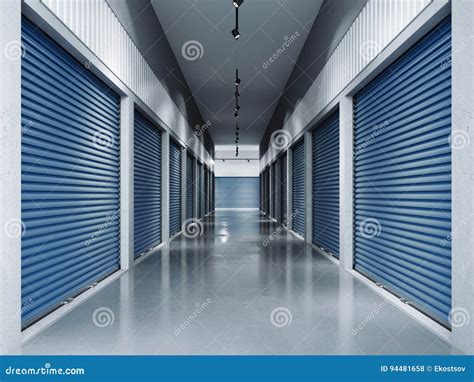 Storage Facilities With Blue Doors3d Rendering Stock Photo Image Of