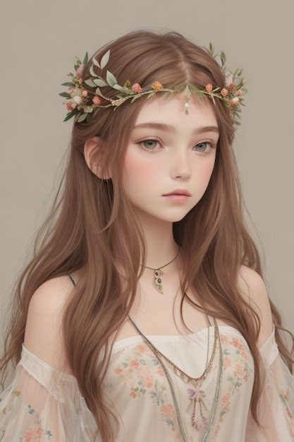 Premium Ai Image A Girl With A Flower Crown On Her Head