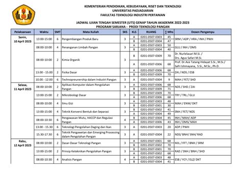 Jadwal Ujian Tengah Semester Uts Genap Tahun Akademik 2022 2023