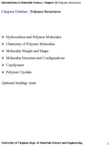 PPT Chapter Outline Polymer Structures PowerPoint Presentation