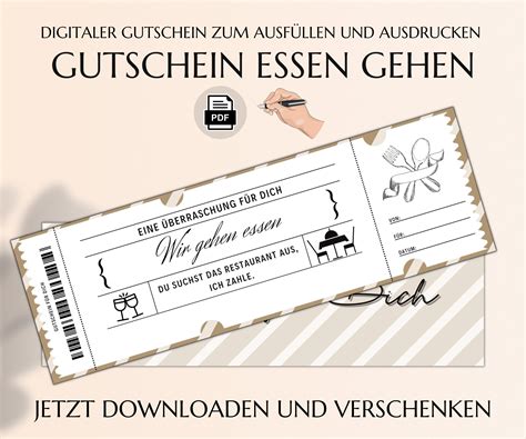 Gutschein Essen Gehen Gutscheinvorlage Zum Ausdrucken Restaurant