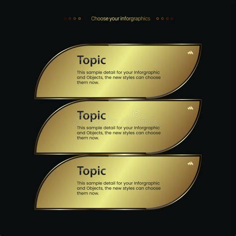 Set Of Golden Abstract Business Infographic Luxury Option Template