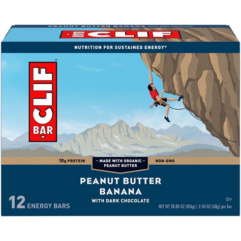 Clif Bar Vegan Peanut Butter Banana Dark Chocolate Organic Oats 10g Protein Non Gmo 2 4 Oz