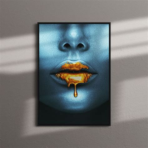 Quadro Decorativo Boca Gloss Dourado