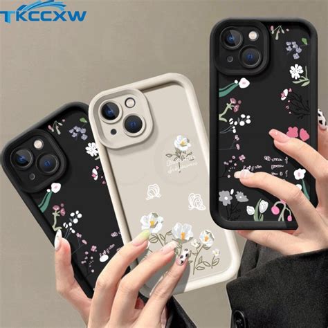 Criativo Pintado Moda Branco Flores Frescas Caso De Telefone Para