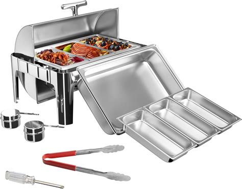 Amazon Ncoen Roll Top Chafing Dish Buffet Set Qt Stainless Steel