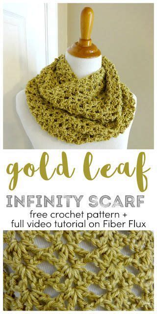 Free Crochet Pattern Gold Leaf Infinity Scarf Fiberfluxblog