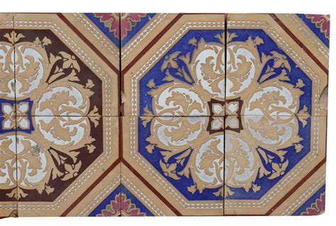 A Set Of 12 Antique Minton And Co Encaustic Tiles Uk Architectural