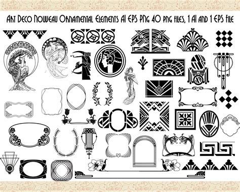 Art Deco Nouveau Ornamental Elements Ai Eps Not Svg Png Etsy Australia