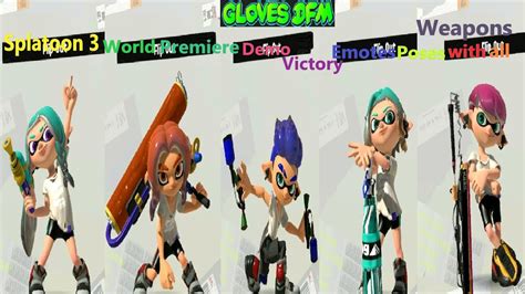 Splatoon World Premiere Demo Victory Emotes Poses With All Weapons