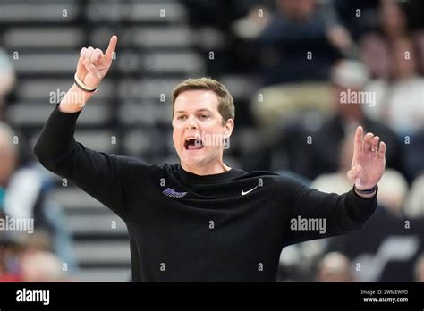 Utah Jazz Head Coach Will Hardy Directs His Team During The First Half