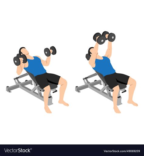 Man Doing Incline Dumbbell Bench Press Twist Vector Image