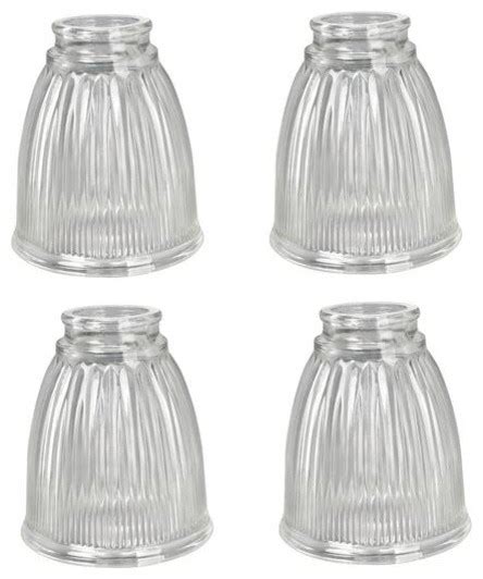 23025 4 Replacement Bell Shaped Clear Ribbed Glass Shade 4 Pack Transitional Lighting Globes