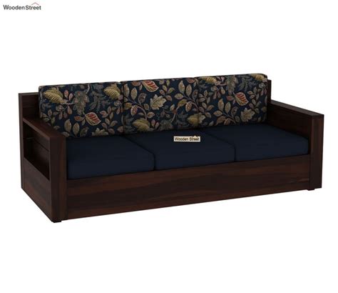 Buy Marriott Seater Wooden Sofa Walnut Indigo Dusky Leaf At Off