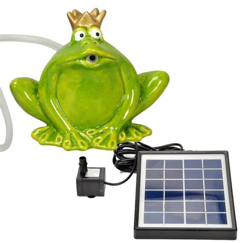 Keramik Wasserspeier Froschk Nig Mit Solarpumpe