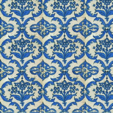 Persian Blue Tiles Fabric | Blue tiles, Persian blue, Tile wallpaper