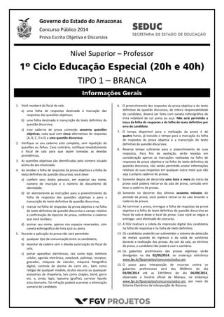 CONCURSO PÚBLICO EDUCAÇÃO ESPECIAL 1º CICLO NÍVEL SUPERIOR PDF