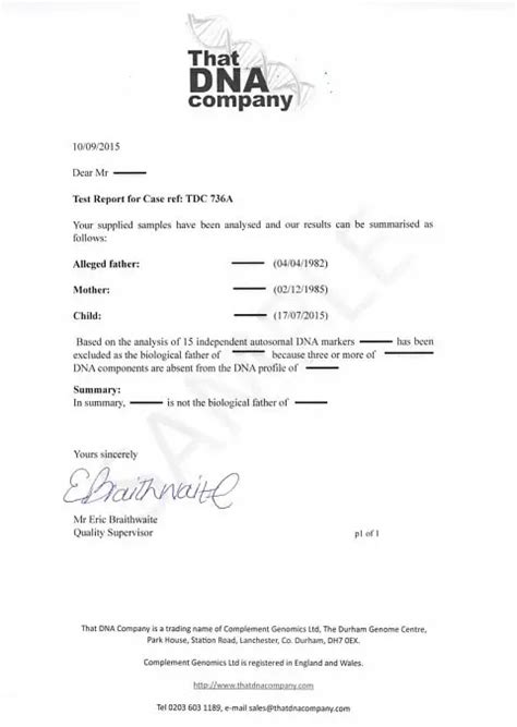 Printable Fake Paternity Test Results Template