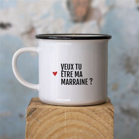 Mug émail ou céramique Veux tu être ma marraine Bibiche fait son