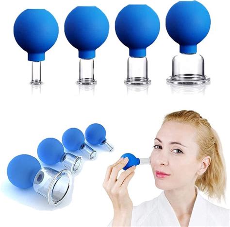 Glas Facial Cupping Set Siliconen Vacuüm Zuig Massage Cups Anti