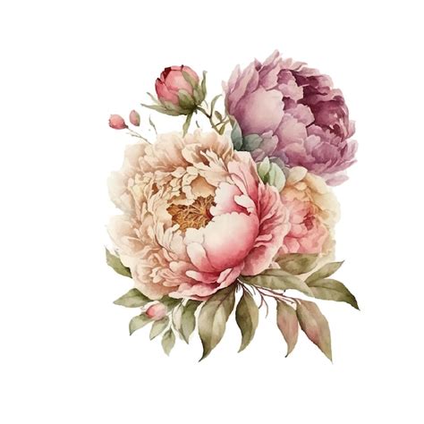 Premium Vector A Bouquet Of Peonies With A Pink Peony Flower