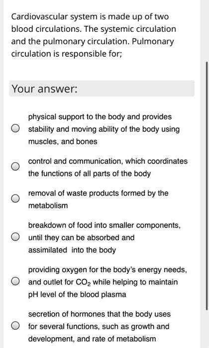 SOLVED Cardiovascular System Is Made Up Of Two Blood Circulations The