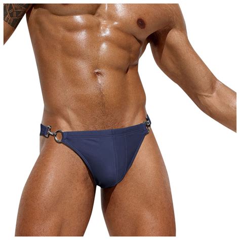 Icvfdpl Mens Swimming Trunks Briefs Low Waist O Ring Swim Briefs Bikini Swimwear Soft L