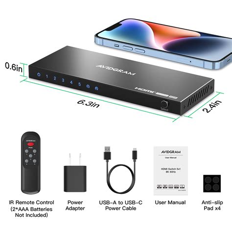 5 In 1 Out Hdmi 21 Switch 8k 60hz 4k 120hz Avidgram