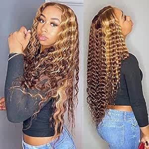 Amazon Octsun Highlight Human Hair Lace Front Wigs Deep Wave