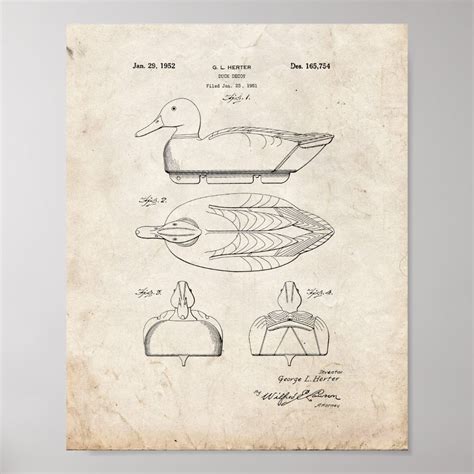 Duck Decoy Patent Old Look Poster Zazzle