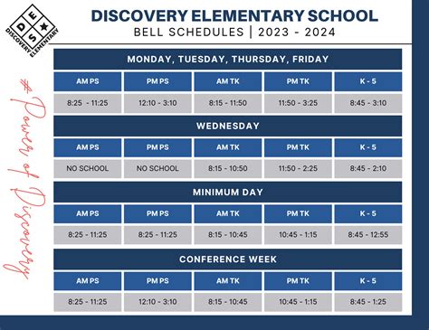 Bell Schedules Discovery Elementary School