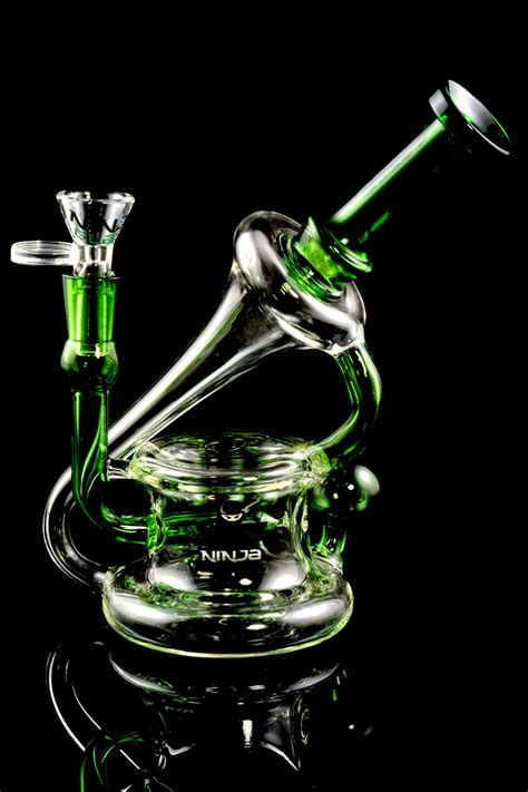 Stemless Green Gog Recycler Water Pipe With Stemline Inline Perc