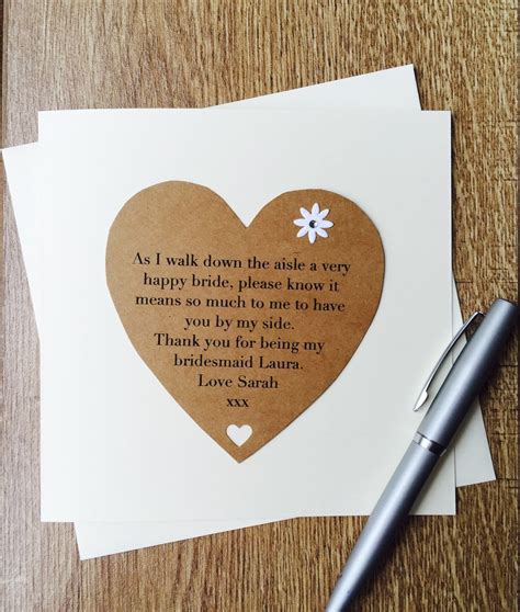 Handmade Thank You For Being My Bridesmaid Personalised Poem Etsy Uk