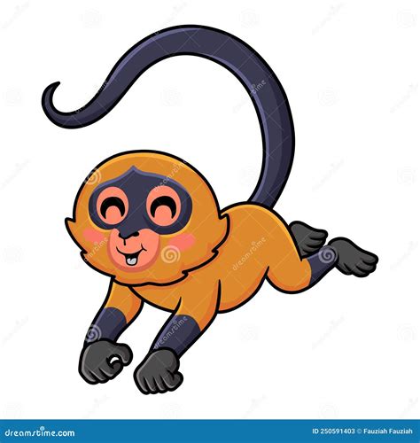 Cute Spider Monkey Cartoon Jumping Stock Vector Illustration Of