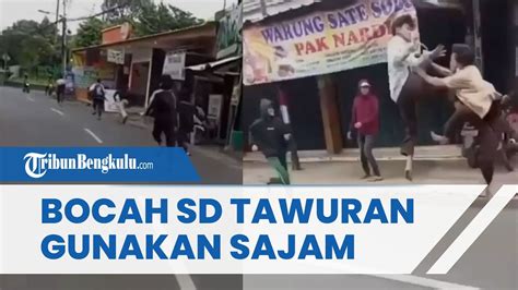 Lagi Lagi Viral Video Bocah SD Tawuran Gunakan Sajam Warga Sampai