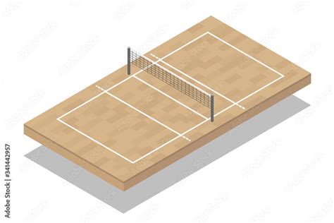 Volleyball Court Isometric Sport Court For Infographic Vector