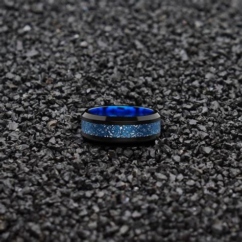 Dragon Blue Celtic Dragon Tungsten Carbide Ring 8mm Men Black Wedding Innovato Design