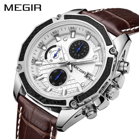 MEGIR ML2015G Official Stainless Steel Quartz Men S Watch With Genuine