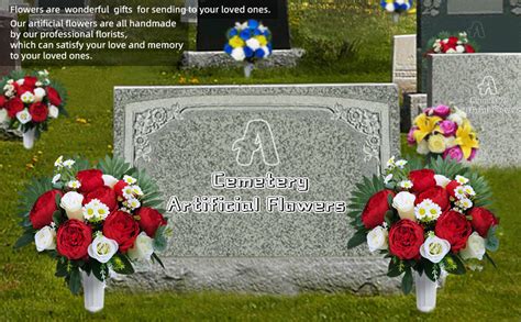 Amazon AILVEMEE Artificial Flowers For Cemetery With Vase Cemetery