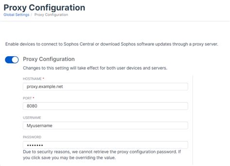 Proxy Konfiguration Sophos Central Admin