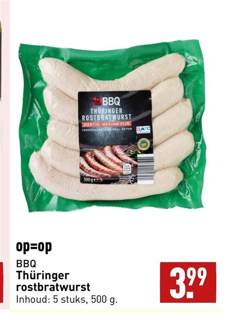 BBQ Thüringer rostbratwurst Inhoud 5 stuks 500 g aanbieding bij ALDI