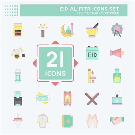 Icon Set Eid Al Fitr Related To Education Symbol Islamic Ramadhan