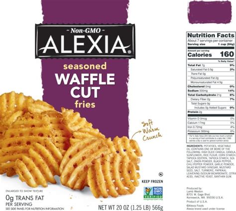 The updated Nutrition Facts label, as seen on Alexia Seasoned Waffle Cut Fries. Image courtesy ...