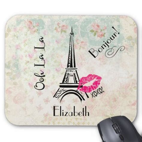 Ooh La La Paris Eiffel Tower On Vintage Pattern Mouse Pad Zazzle