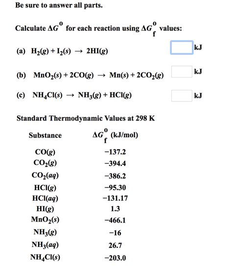 Solved Calculate ΔG0 for each reaction using ΔGf0 values Chegg