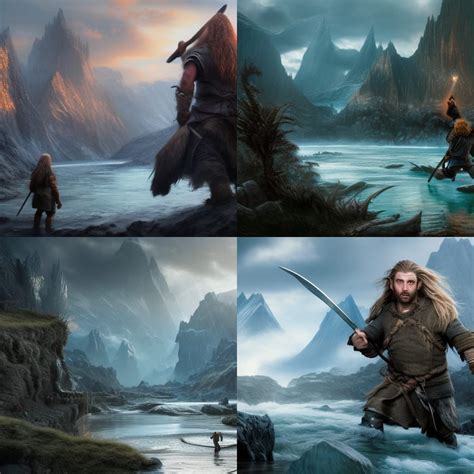 Kili Durin And Fili Durin From The Hobbit Jumping Into A River Ai